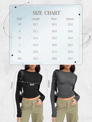 YANHOO Fitted Basic Long Sleeve Shirt Women - Casual Y2K Long Sleeve Tops  Crewneck Slim Fit Tshirts 