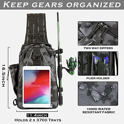 Bag Large Fishing Tackle Bag Water-resistant Fishing Backpack Rod Holder(Camo)