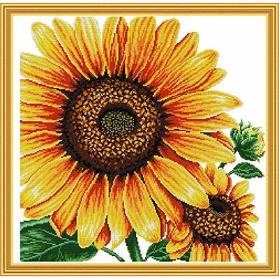 Beginner Cross Stitch Kit Sunflower Easy Embroidery Kit for Kids Counted  Pattern