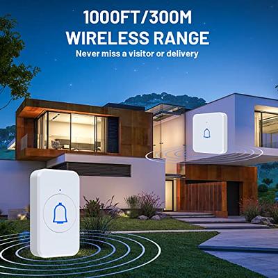 SadoTech Wireless Doorbells for Home - Adjustable Volume with 52 Chimes,  1000Ft Range, Easy Installation, Weatherproof Wireless Doorbell w/LED  Flash