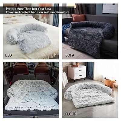 Dog Bed Long Plush Waterproof Pet Bed Comfortable Faux Fur Washable Crate  Mat for Jumbo Large Medium Dogs with Anti-Slip Backing