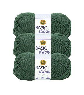 Lion Brand Basic Stitch Anti Pilling Yarn 3 Bundle - Pine Heather