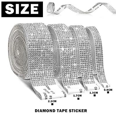 Self Adhesive Rhinestone Strips,Crystal Rhinestone Diamond Ribbon Tape with  2mm Rhinestones Glittering for DIY Event Phone,Car,Wedding Decor (Silver