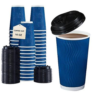 FROZIP 50 Pack 16oz Plastic Coffee Cups with Sip Lids - Strawless