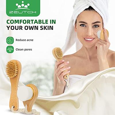 Premium Dry Brushing Body Brush Set for Lymphatic Drainage and Cellulite  Treatment, Natural Boar Bristle Body Brush, Long Handle Body Brush, Face  Cleansing Brush,Great Gift for A Glowing Skin, 5 Pack 