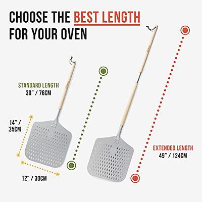 Perforated Aluminum Long Extendable Pizza Peel - 49-Inch Handle