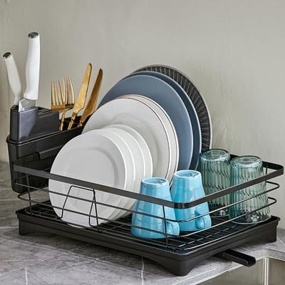 PXRACK Dish Drying Rack, Expandable(12.8-21.5) Rack with Utensil Holder  Cup Holder, Stainless Steel and
