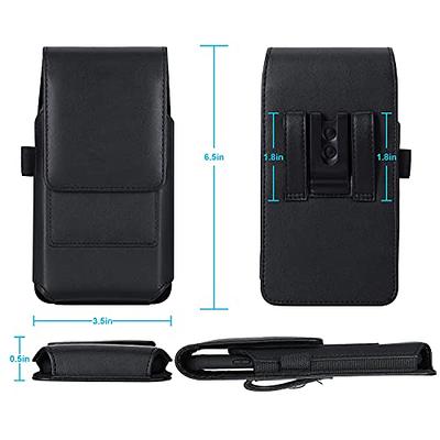 Hengwin Leather Phone Pouch for iPhone 14 Plus 11 Pro Max Samsung Galaxy A12 Note 10 9 8 Belt Clip Wallet Case Cell Phone Holste