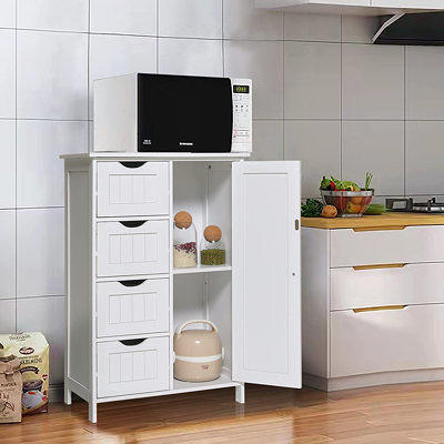 White Bathroom Storage Cabinet, Freestanding Office Cabinet with