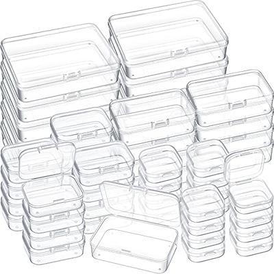 100 Pcs Clear Plastic Beads Storage Containers Box Small Clear Box with  Hinged Lid Small Plastic Case Mini Square Arts Crafts Storage Boxes  Organizers