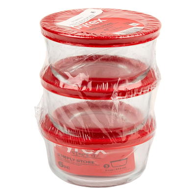 Pyrex 6pc 1 Cup Round Glass Food Storage Value Pack - Pink