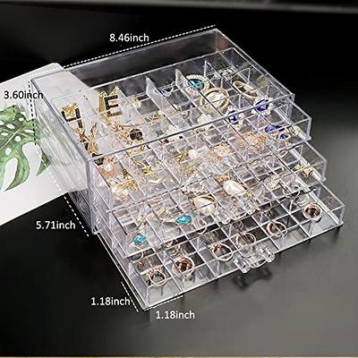 BeadNKnot Clear Plastic Organizer Box Pack of 4 | for Lego Storage Containers with 36 Grid Compartments | Organizer and Storage with Removable