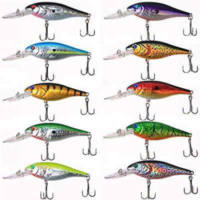 Saltwater Fishing Lures Hard Baits Set, 3D Eyes Minnow Crankbaits Swim baits  Topwater Fishing Lures Kit for Bass Trout Walleye