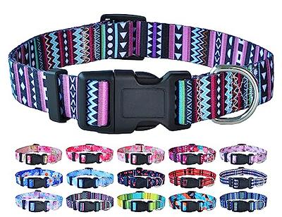  Dog Collar for Small Medium Large Dogs Pet Collars Girl Boy,  PU Stamping Leather Plaid Dogs Collar Adjustable Chihuahua Teacup Yorkie Puppy  Collar Cats (Medium (Neck 11-13in), Coffee) : Pet