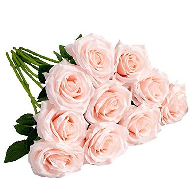 IUKnot Artificial Rose 10pcs Open Flower Bouquet Faux Rose Stems for Wedding Arrangement, Bridal Bouquet, Centerpiece, Fake Faux Silk Flowers (Dusty