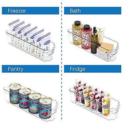 HOOJO Refrigerator Organizer Bins - 4pcs Clear Plastic Bins For Fridge,  Freezer, Kitchen Cabinet, Pantry Organization, BPA Free Fridge Organizer,  14.5 Long-X Large, Clear 