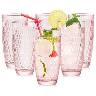 Crystal Highball Drinkware Glass Set Tall Drinking Glasses 12 Ounces Set of  6