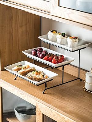 LAUCHUH 3 Tier Serving Stand Collapsible Sturdier Rack with 3 Porcelain  Serving Bowls Tier Serving Trays for Fruit Dessert Presentation Party  Display Set - Yahoo Shopping