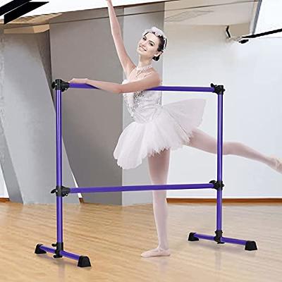 Goplus 4ft Portable Ballet Barre Freestanding Adjustable Double Dance Bar  Purple