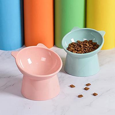 Slow Feeder Cat Bowl, Elevated Cat Food Bowl Tilted Design