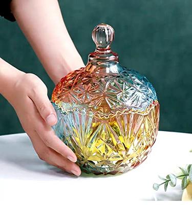 Glass Decor Storage Jars With Lid Colorful Crystal Candy Snacks