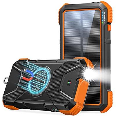 BLAVOR 10000mAh Solar Power Bank Battery Pack, Waterproof Qi Wireless Solar  Charger for Cell Phone 