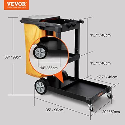 TUFFIOM Commercial Traditional Cleaning Janitorial 3-Shelf Cart