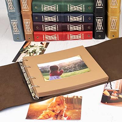 WOODPRESENTSTUDIO Personalized Leather Photo Album Scrapbook Album