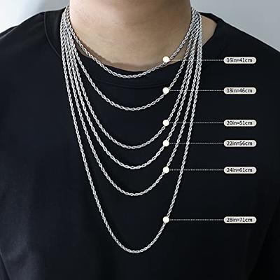 3.5mm Silver Tone Plated Chains for Men Necklace Chains Stainless Steel