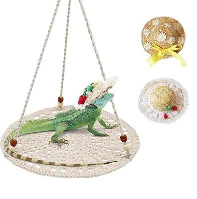 Nopikku Reptile Hammock Swing Bed & Mini Hats, Lizard Summer