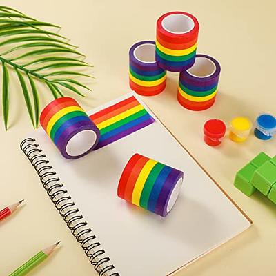 6 Rolls Rainbow Washi Tape Stripe 1.88 in x 11 Yds Rainbow Color Tape  Masking Decorative