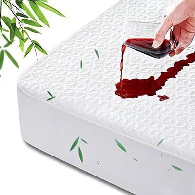 Utopia Bedding Bamboo Waterproof Mattress Protector Twin Mattress Cover Breathable Fitted Style with Stretchable Pockets, White