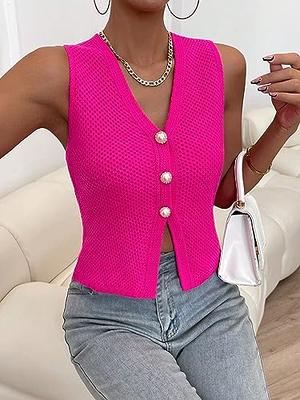 Verdusa Women's Hollow Out Mock Neck Sleeveless Sweater Tank Top Knit Vest  at  Women's Clothing store