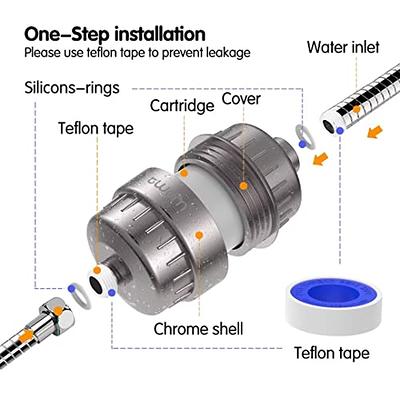 15 Stage Shower Filter - Shower Head Filter - bwdm Hard Water Filter,  Remove Chlorine Heavy Metals and other Impurities, Vitamin C Water Softener  Reduces Dry Itchy Skin, Dandruff (Chrome) 