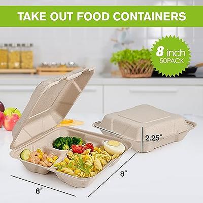 30 oz Double Compartment Plastic Disposable Food Containers (50 Pack)