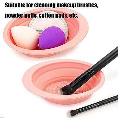 Silicone Makeup Brush Cleaning Mat Cosmetic Brush Cleaner Brush Cleaning  Pad Foldable Makeup Brush Cleaning Bowl Suitable for Makeup Brush Makeup  Sponge Powder Puff (Purple)