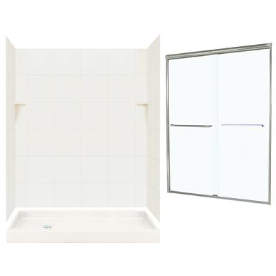 Lavish 31-1/2 in. L x 47 in. W x 84 in. H Corner Drain Oblong Corner Shower Stall Kit in White with Easy Fit Drain RH