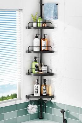 Phancir 5 Pcs Corner Shower Caddy Shower Organizer, 2 Tier Self-Adhesive Bathroom Organizer Shower Caddy Basketwith Soap & Toothbrush Holder, Wall