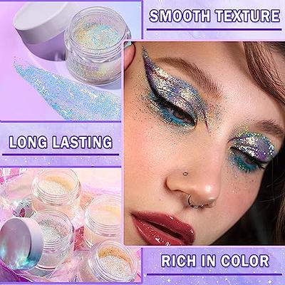 Body Glitter Holographic Glitter Liquid for Festival Make Up,Face Glitter  Sequins Chunky for Hair and Eyeshadow Long-Lasting No Glue Needed and Easy