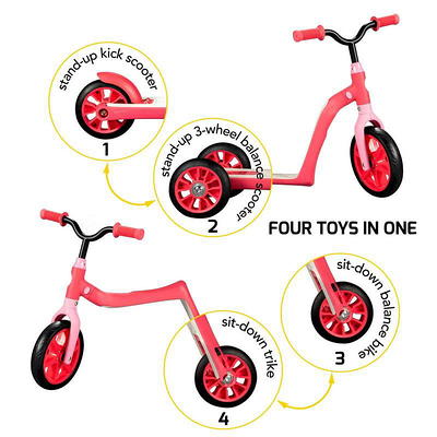 Swagtron K6 Convertible 4 in 1 Toddler Scooter Balance Bike Red