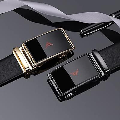 VANNANBA Mens Fashion Leather Belt with Ratchet Automatic Buckle