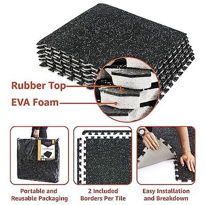 Exercise Puzzle Mat Black 24 in. x 24 in. x 0.5 in. EVA Foam Interlocking  Anti-Fatigue Exercise Tile Mat (6-Pack)