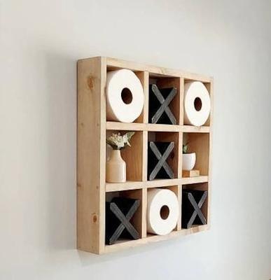 Tic Tac Toe Toilet Paper Holder (Brown with Black X's)