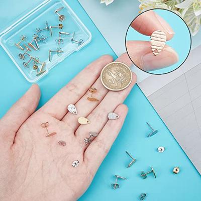 CREATCABIN 30Pcs Teardrop Stud Earring Findings 15 Styles Textured