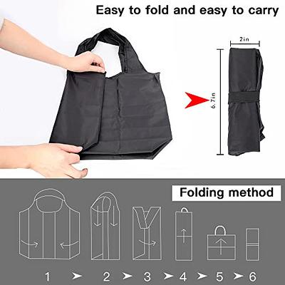 5 Pack Reusable Grocery Bags, Folding Shopping Bag fits in Pocket, Washable  Waterproof Nylon holds Heavy Groceries