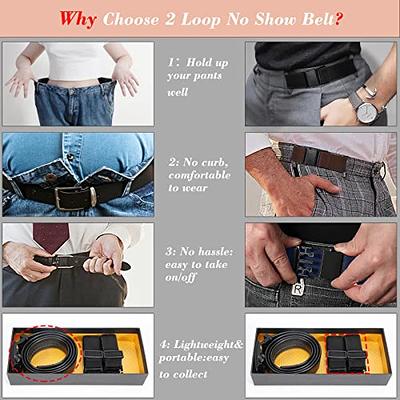 WERFORU 2 Pack Men 2 Loop No Show Elastic Invisible Belt for Women Jeans  Stretch Belt,Fit 1.5 Inch Belt Loop at  Men’s Clothing store