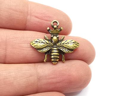 Queen Bee Charms Antique Bronze Plated Charm