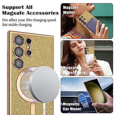 Magnetic Magsafe Case For Samsung Galaxy S24, Crystal Clear Phone Case  Military Shockproof Cover Tpu Bumper Protective Case
