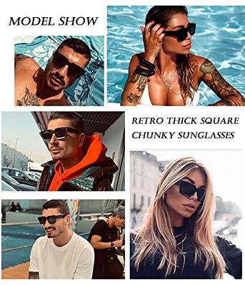 AIEYEZO Square Sunglasses for Women Men Square Thick Frame Sun  Glasses Simple Designer Style Shades (Black/Grey + Black Leopard/Grey  Gradient) : Clothing, Shoes & Jewelry