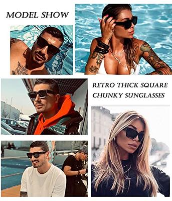 AIEYEZO Modern Mirrored Square Sunglasses Men Women Fashion Vintage  Oversized Square Aviator Gradient Shades